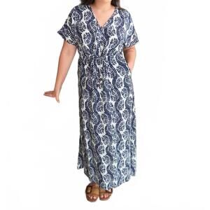 NEW ESCAPADA beatrice maxi dress in navy spiral shell
